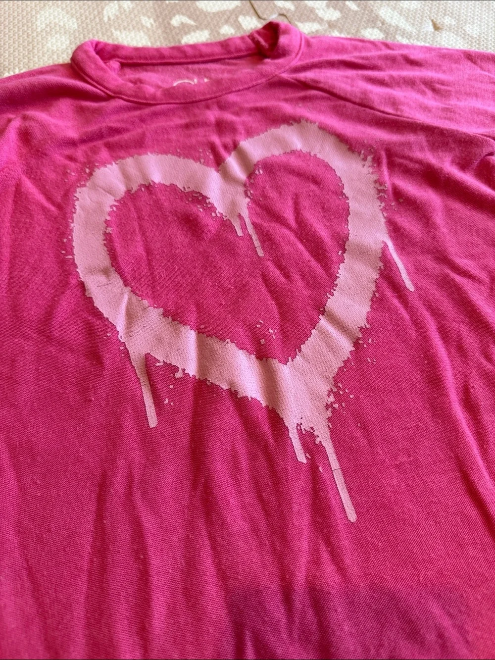 Chaser Girls Pink Drippy Heart Jersey Sweatshirt Top Size 5